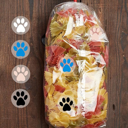 Paw Print Stickers, 1.5" Clear Round Bear Paw Stickers (500 PCS, Blue)