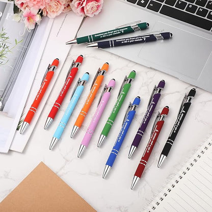 Colarr 48 Pcs Employee Appreciation Pen Ballpoint with Stylus Tip Pen 1.0 mm Black Ink Multicolor Smooth Motivational 2 in 1 Ballpoint Supplies for Coworker Thank You Gift (You're Awesome)