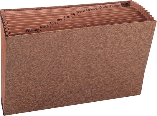 Smead TUFF Expanding File, 12 Pockets, Monthly (Jan.-Dec.) Legal Size, Redrope (70490), Brown