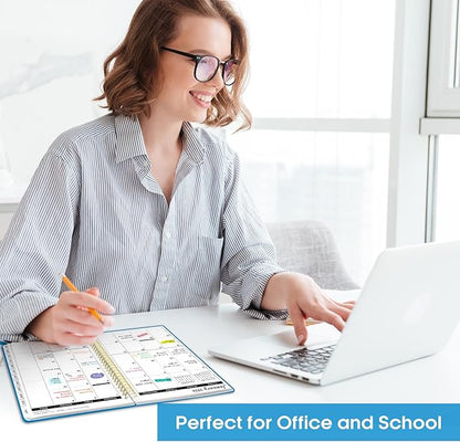 2026 Planner, Weekly and Monthly Calendar Planner, January 2026 - December 2026, Hardcover 2026 Calendar Planner Book with Tabs For Women & Men, Inner Pocket, Spiral Bound, Perfect for Office Home School Supplies - A5 (6.3" x 8.5"), Azure Blue