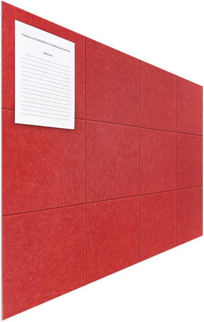 Large Felt Bulletin Board(48" x 36"),Cork Board Alternative,12 Pack Felt Wall Tiles with Safe Removable Adhesive Tabs,Notice Pin Board/Message Board/Vision Board for Office, School & Home