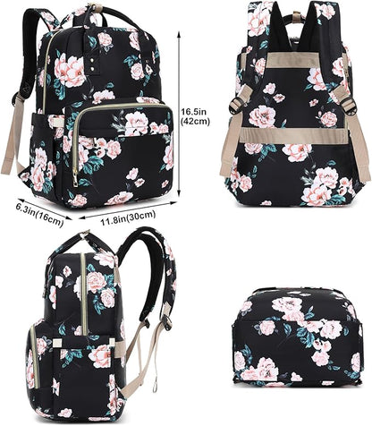 Floral Laptop Backpack College Bookbag School Backpack for Women Girls, Travel Backpack 15.6 Inch Computer Backpacks