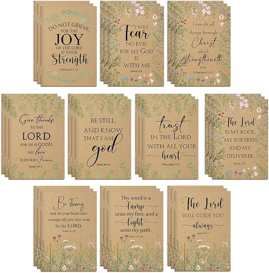 Ctosree 200 Pcs Bible Verse Prayer Journal Notebook Christian Note Pads Bulk mini Inspirational Notebook Religious Scripture Church Notepad for Women 3.15 x 5 Inches (Brown)