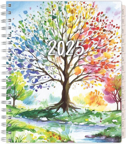 Essential PRO 2025 Daily, Weekly & Monthly Planner, 7"x9": 14 Months (Nov 2024 - Dec 2025) Monthly Tabs,Daily Tracking,Notes Pages,Storage Pocket,Bookmark w Sticky Notes (Tree Seasons)