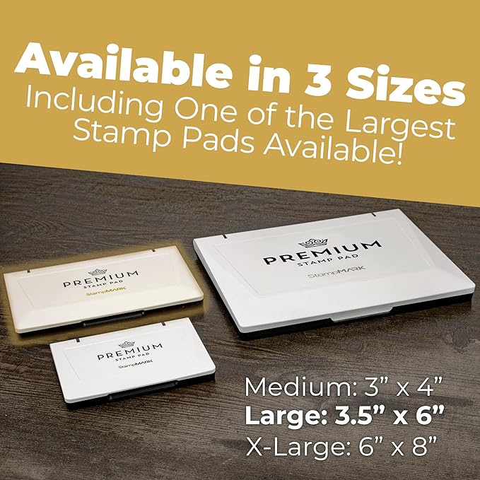 Premium Stamp Pad Large Size 3.5" x 6" - for Traditional Rubber Stamps - Felt Pad Dark Yellow Color