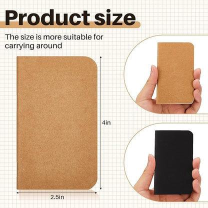 Outus 36 Pcs Pocket Notebook Mini Journal 2.5" x 4" Kraft Paper Mini Notepad Bulk Softcover Pocket Notepad Memo Diary Subject Notebooks for Student Traveler School(Brown Black)