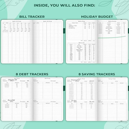GoGirl Budget Planner – Monthly Financial Planner Organizer Budget Book. Expense Tracker Notebook Journal to Control Money, A5 (Emerald)