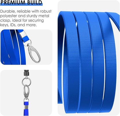 10 Pack Lanyards for ID Badges, Cruise Ship Cards, Keys, Keychain, Long-lasting Neck lanyard Strap with Clasp, Cruise Badge Key Lanyards for Men, Women, Teachers, Kids (Bright Blue)