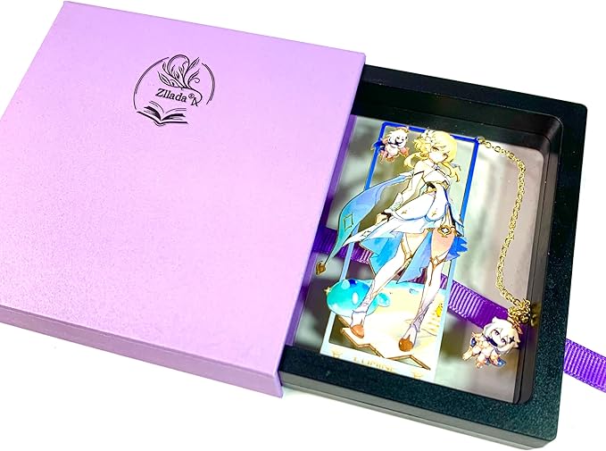 Genshin Impact Lumine Metal Bookmark - Anime Figure Merch with 3D Display Box - Birthday Gifts for Fans Friends Gamer Book Lovers - Zllada