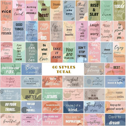 Jinei 300 Inspirational Affirmation Cards Positive Motivational Cards Small Mini Encouragement Quotes for Women Mother's Day Church(Bohemian)