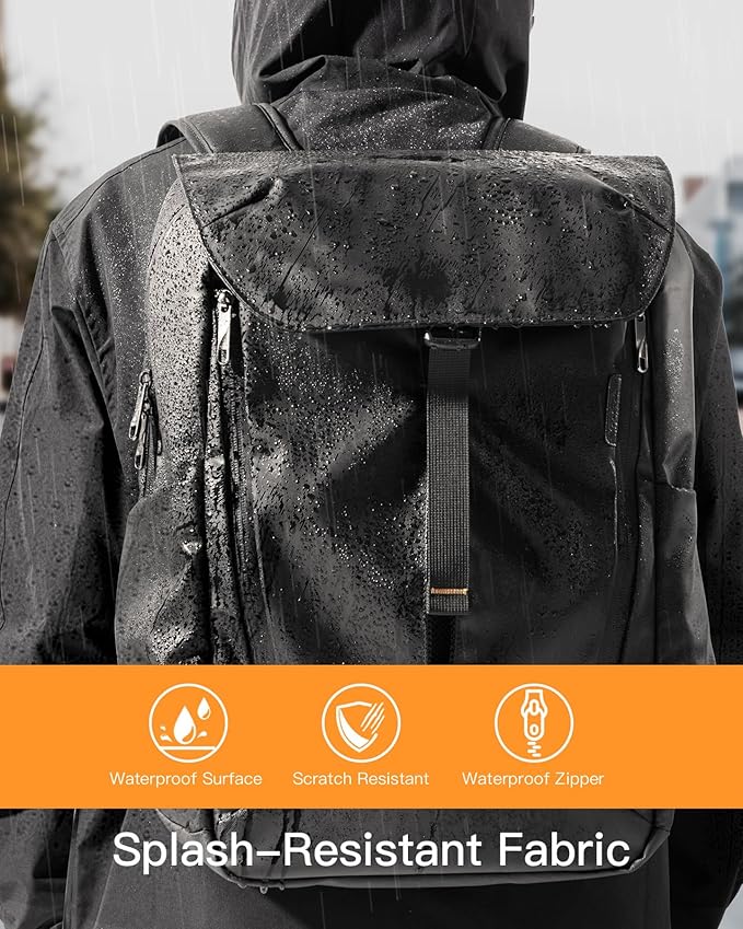 Inateck 23L Casual Daypack Backpack, Waterproof Sports Backpack EDC Bag for Women and Men, Travel Laptop Backpack for Hiking, Outdoors, Business Trips, Compatible with 15-16 Inch Laptops, Black