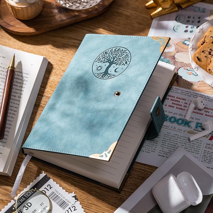 Tree of Life Journal for Women Journals for Writing 260 Lined Pages Hardcover Leather Journal Notebooks for Men, 5.7”x8.3”, Blue