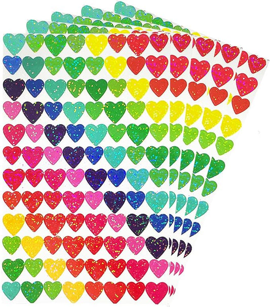 Shiny Heart Shaped Stickers,Self Adhesive for Scrapbooking/Kid DIY Arts Crafts/Reward Stickers Teachers Stickers(Multicolored)