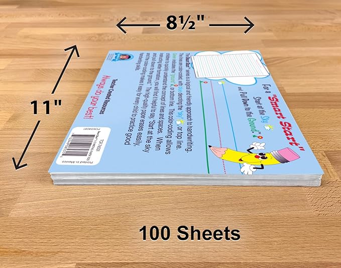 Teacher Created Resources Smart Start 1-2 Writing Paper: 100 Sheets, TCR76531, White