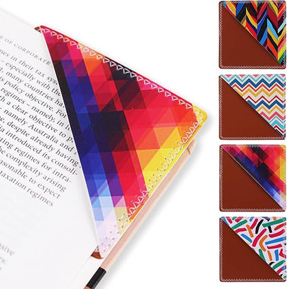 4 Pieces Leather Bookmarks, Cute Book Accessories for Reading Lovers, Page Markers for Women Girls Men Boys Student Teacher Retirement Birthday Gift (Abstract Colors)