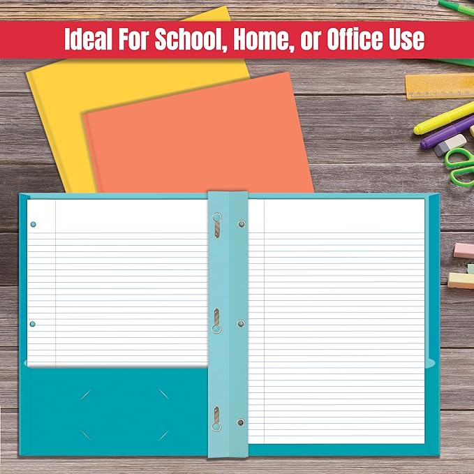 2 Pocket Folders, Assorted 7 Vibrant Colors with Complementing Interior Colors, Fits Letter Size Paper, for School, Office, Home (with Prongs, 25)