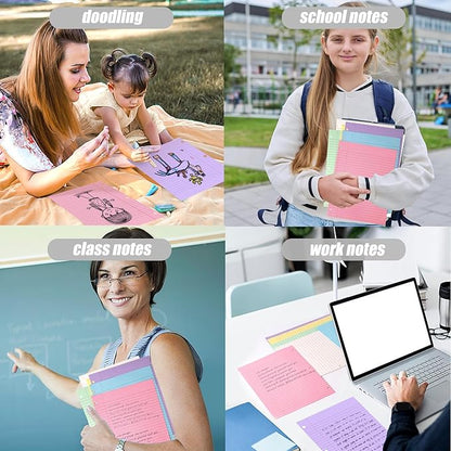 HIBOX 100 Sheets Wide Ruled Loose Leaf Paper, 8x10.5 Inch, 3-Hole Punched, Purple Filler Paper for School & Office