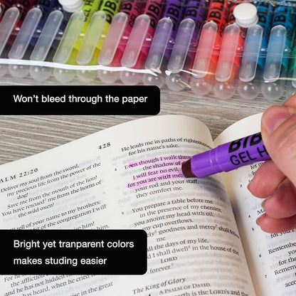 U.S. Office Supply Bible Safe Gel Highlighters, Pack of 16-2 Sets of 8 Bright Neon Fluorescent Highlight Colors Yellow, Orange, Pink, Purple, Green, Blue - Won't Bleed, Fade or Smear - Study Guide