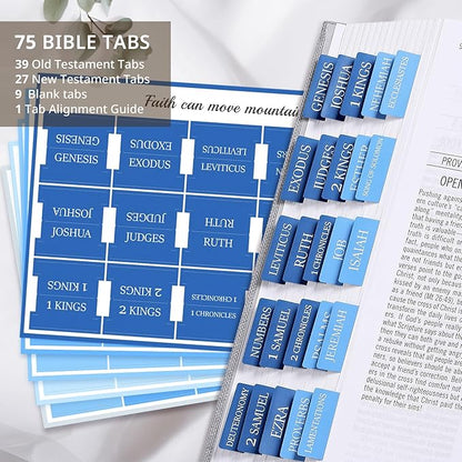 Bible Tabs for Women & Men, Laminated Bible Tabs for Study Bible, Large Print Neutral Bible Tabs for Easy Navigation, Bible Index Tabs, 66 Tabs Old & New Testament, Extra 9 Blank Tabs - Ocean Serenity
