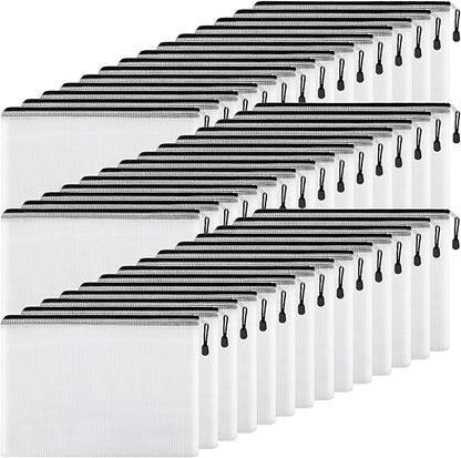 EOOUT 42pcs Mesh Zipper Pouch, Black Waterproof Zipper Bags for Organizing Storage, Letter Size/A4 Size Puzzle Bag, Zipper File Bags for Board Games and School Office Supplies