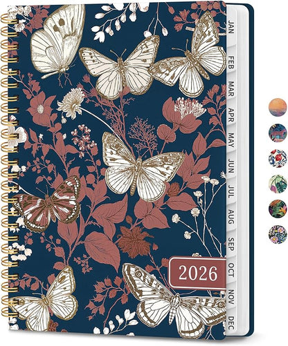 2026 Planner, Aesthetic Weekly and Monthly Planner for Women, Jan 2026 to Dec 2026, Hardcover 2026 Calendar Book with Monthly Tabs, Inner Pocket, Perfect for Office Home School - A5 (6.3" x 8.5"), Golden Flutter