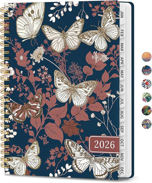 2026 Planner, Aesthetic Weekly and Monthly Planner for Women, Jan 2026 to Dec 2026, Hardcover 2026 Calendar Book with Monthly Tabs, Inner Pocket, Perfect for Office Home School - A5 (6.3" x 8.5"), Golden Flutter
