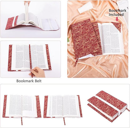 Book Covers with Corner Bookmark - Fabric Dust Jackets for Books - Book Protector for Book Lovers - Book Covers for for Paperbacks,Hardcover,Bibles - Soft Cover Book Sleeve for AA Books