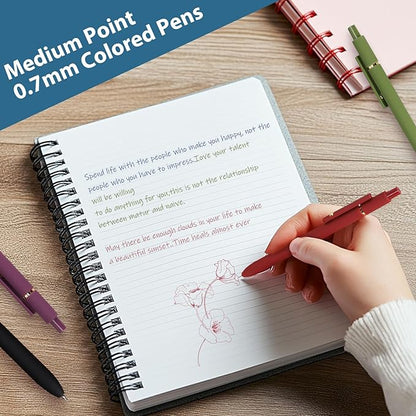 FIOVER Colorful Gel Pens - 6Pcs 0.7mm Multi-Colored Pens, Smooth Writing Coloring Journaling Supplies for Note Taking, Cute Aesthetic Office School Supplies (6Pcs-Vintage Colorful)