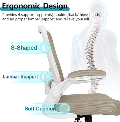 FelixKing Office Chair, Ergonomic Desk Chair Breathable Mesh Chair with Adjustable High Back Lumbar Support Flip-up Armrests, Executive Rolling Swivel Comfy Task Computer Chair for Home Office
