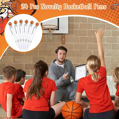 Zhanmai 24 Pcs Novelty Basketball Pens Sports Ballpoint Pens Basketball Party Favors Desk Cool Writing Tool for Students Supplies Stationery School Office Decor(White,Basketball)