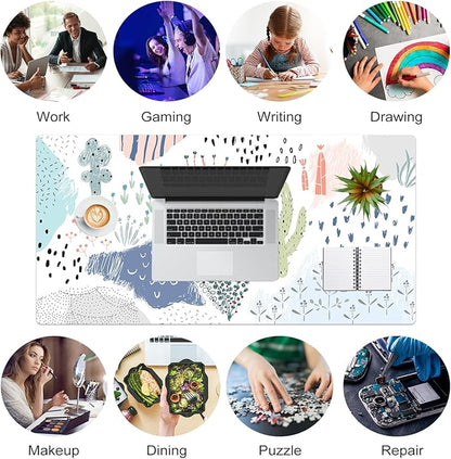Colorful Star Large Mouse Pad, Waterproof PU Leather Desk Mat for Women Girls, Cute Desk Accessories Minimalist Home Office Decor, Large Deak Pad Kids Desk Organizer Non-Slip Writing Mat 31.5" x 15.7"