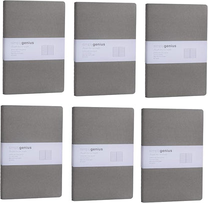 Simply Genius A5 Notebooks for Work, Travel, Business, School & More - College Ruled Notebook - Soft Cover Journal for Women & Men - Lined Note Books with 92 Pages, 5.5" x 8.3" (Gray, 30 Pack)