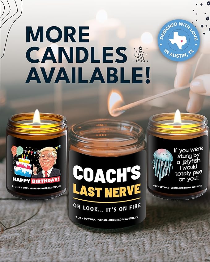 Funny Coach Candle, Coach Gifts for Women & Men, Appreciation Gifts for Coaches, Sports Themed Gift, Coach's Last Nerve, Soccer, Baseball, Volleyball, Basketball, Soccer, Hockey, Christmas, Birthday