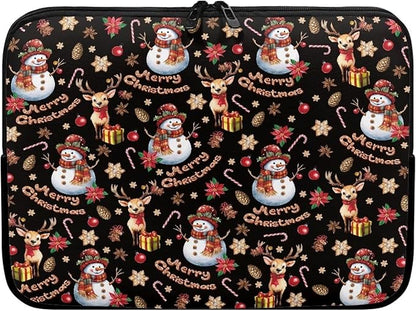Christmas Snowman Laptop Sleeve for Women 10 inch Laptop Protector with Multiple Uses Computer Carrying Case Portable Tablet Bag Lap Top Case Men Laptop Protector