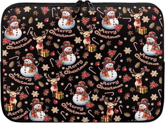 Christmas Snowman Laptop Sleeve for Women 17 inch Laptop Protector with Multiple Uses Computer Carrying Case Portable Tablet Bag Lap Top Case Men Laptop Protector