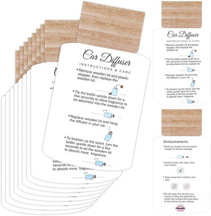 200 Pcs Hanging Car Diffuser Instruction Cards for Car Oil Diffuser Bottles，2 x 3.54 Inch (White and Pink,Novel Style)