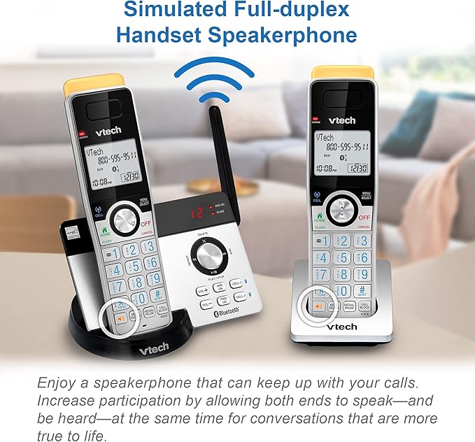 VTech IS8121-4 Super Long Range up to 2300 Feet DECT 6.0 Bluetooth 4 Handset Cordless Phone for Home with Answering Machine, Call Blocking, Connect to Cell, Intercom and Expandable to 5 Handsets