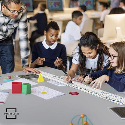 Set of 10 Dry Erase Number Boards - Double Sided, 4 Feet, Red & Black Dry Erase Marker, 0-100 Number Line on One Side, Blank Line on Reverse