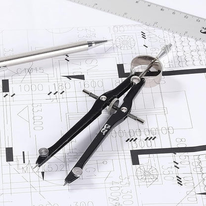 Mr. Pen- Professional Compass with Lock, Black, Compass for Geometry, Drafting Compass, Precision Compass Math, Geometry Compass, Compass Drawing, Compass with Wheel, Metal Compass Geometry