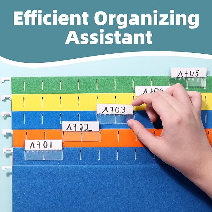 File Folder Tabs, SUNEE 100 Sets Hanging File Folder Labels Tabs and Inserts for Hanging Files Folders