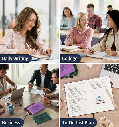 Lined Journal Notebook for Women Men, A5 Hardcover Leather Journals for Writing, 200 Pages Thick Paper, Daily Journal Notebook for Work, School, Note Taking, Business, Travel, College Ruled