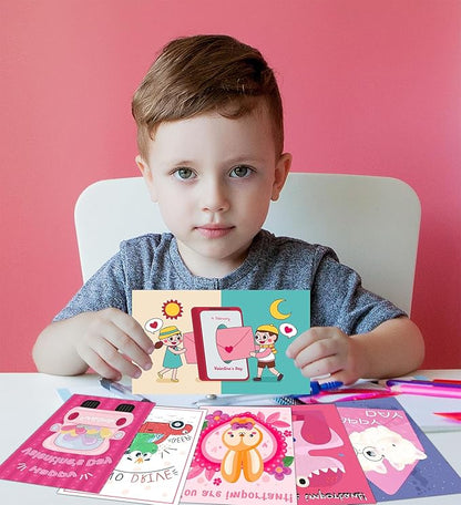 Valentines Day Cards for Kids School, 24 Sheets Valentines Cards for Kids Classroom, Valentine's Day Gifts for Kids, Exchange Kids Gifts for School