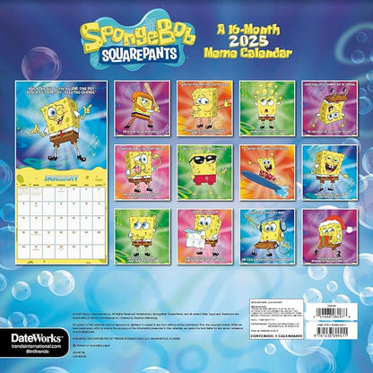 SpongeBob Squarepants Calendar 2025 - Deluxe 2025 SpongeBob Wall Calendar Bundle with Over 100 Calendar Stickers (Bikini Bottom Gifts, Office Supplies)
