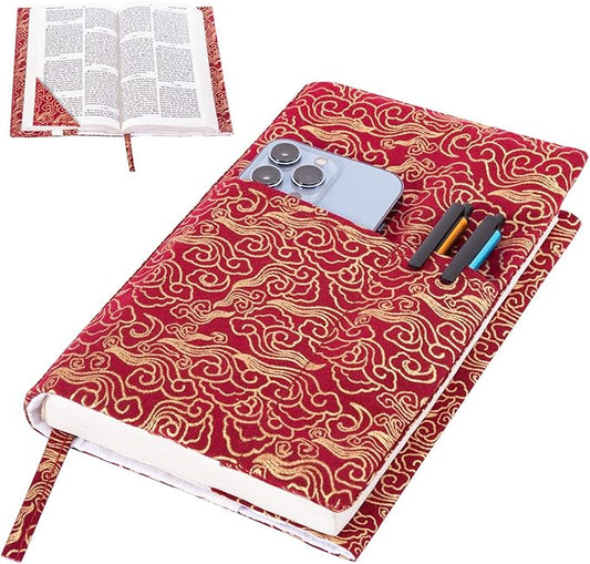 Book Covers with Corner Bookmark - Fabric Dust Jackets for Books - Book Protector for Book Lovers - Book Covers for for Paperbacks,Hardcover,Bibles - Soft Cover Book Sleeve for AA Books