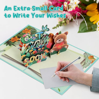 Get Well Cards with Envelope, Pop Up Get Well Soon Card Gifts for Women Men Kids After Surgery Sympathy Card