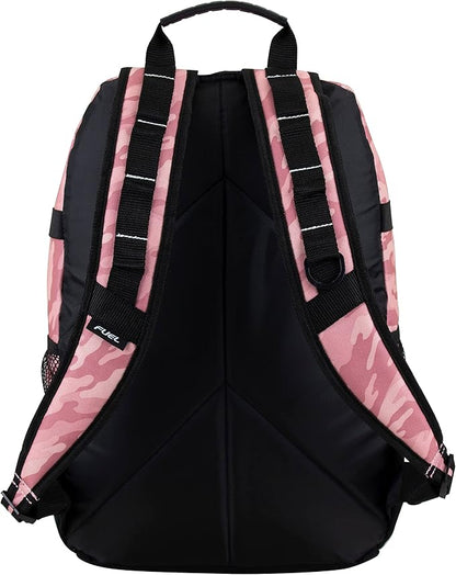 FUEL Hiking Backpack for Women Men Terra Sport, Travel, College, Gym, Work with Laptop Sleeve, Bungee, 18 Inches, Pink Camo
