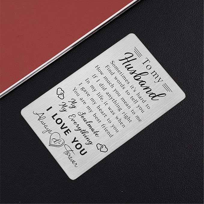 Husband Wallet Card Father‘s Day Gifts from Wife, I Love You Gifts for Him Husband Birthday Card, Unique Wedding Anniversary Presents for Men, Valentines Day