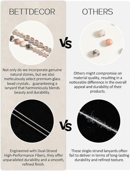 Lanyards for ID Badges and Keys,Natural Stone Beaded Teacher Lanyard for Women,Retractable Lanyard Cute Lanyard