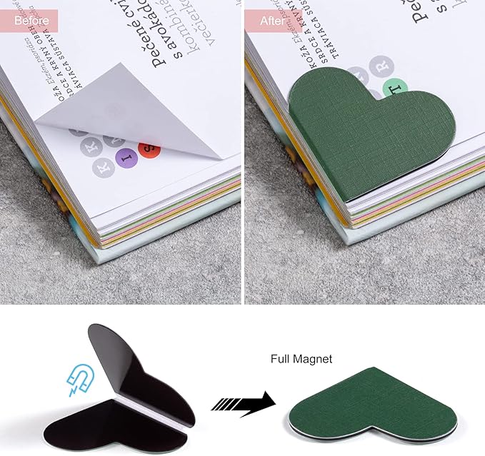 10 Pack Heart Cute Magnetic Bookmarks Bulk for Books, Assorted Magnetic Page Corner Bookmarks for Book Lovers,Kids,Women,Men,Teachers,Students,Birthday Christmas Graduation (Multicolor)