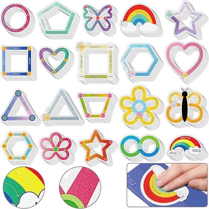 80 Pcs Anxiety Sensory Stickers with Inspirational Quotes Calm Textured Strips Relief Mental Health Stickers School Office Adhesive Sensory Tape Anti Stress Toys for Adults Teens (Vibrant)